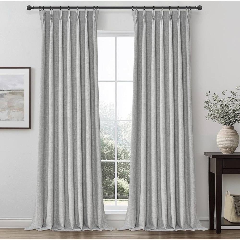 Gray Extra Long Drapes 2 Panel Pinch Pleat Curtain Blackout 108" L x 40" W
